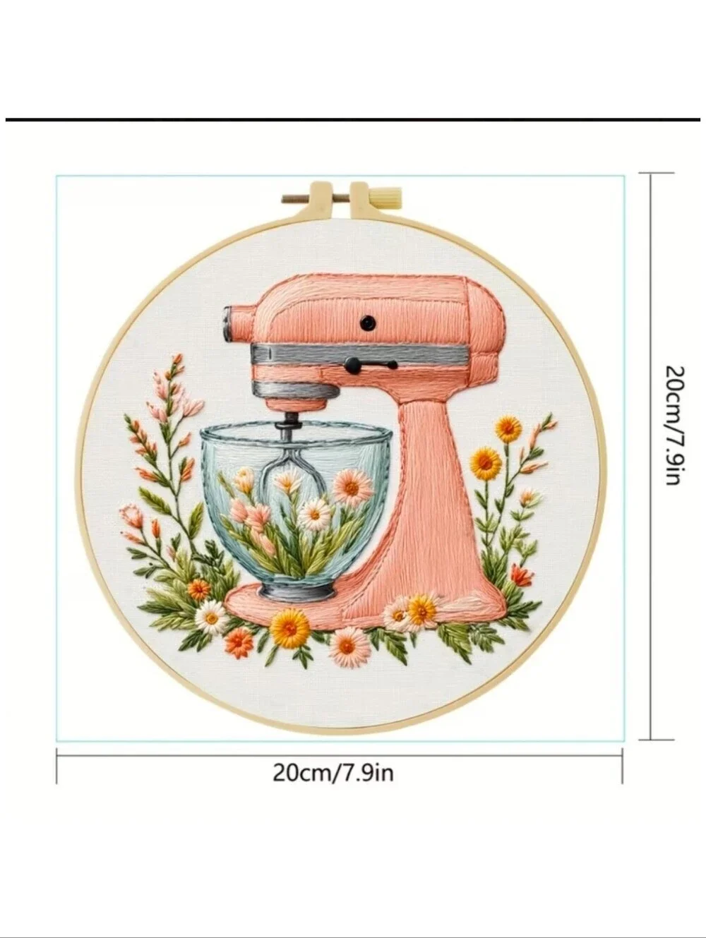 DIY Embroidery For Beginners Complete Craft Kit Floral Kitchen Aid Mixer NWT